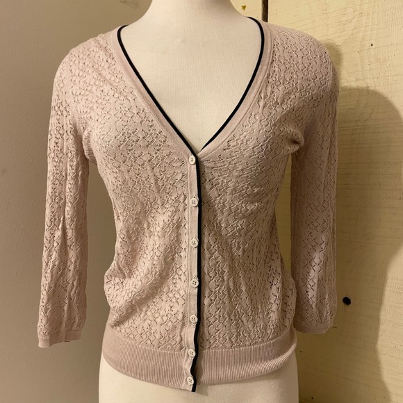 H&M Womens Cardigan Sweater Size S 3/4 Sleeve Button Up Open Knit Light Academia - Picture 1 of 6